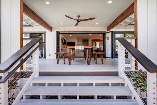 Stair Entrance Leading to Covered Upper Dining Deck