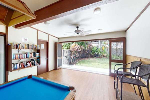 Spacious Recreation Room With Pool Table