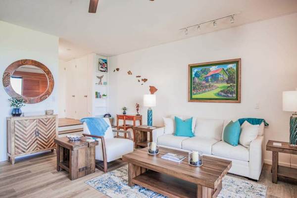 Coastal Living Room With Island Charm