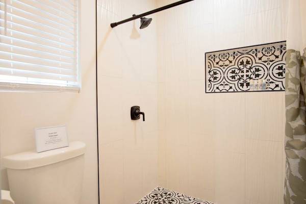 Guest bathroom with walk-in shower.