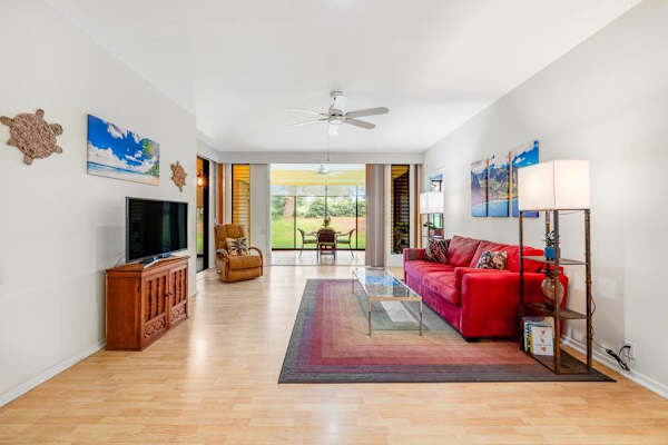 Bright Open Living Room With Lanai Access