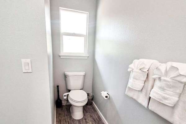 Master en-suite bathroom with double sinks and walk in shower.