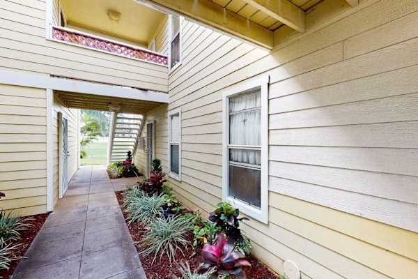 Peaceful courtyard leading to the condo
