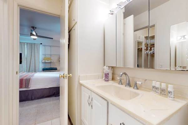 Spacious vanity with ample counter space