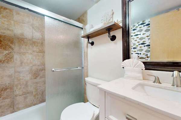 Updated Bathroom with Glass Walk-In Shower