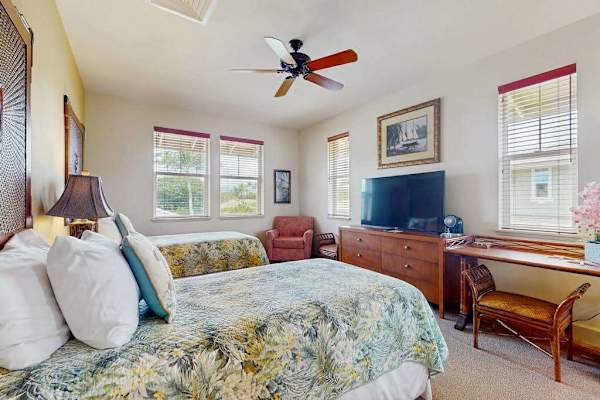 Guest Bedroom with Flat-Screen TV, Dresser & Workstation Desk