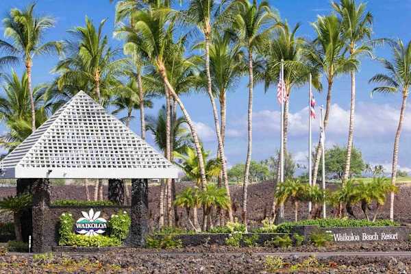 Iconic Waikoloa Beach Villas entrance sign