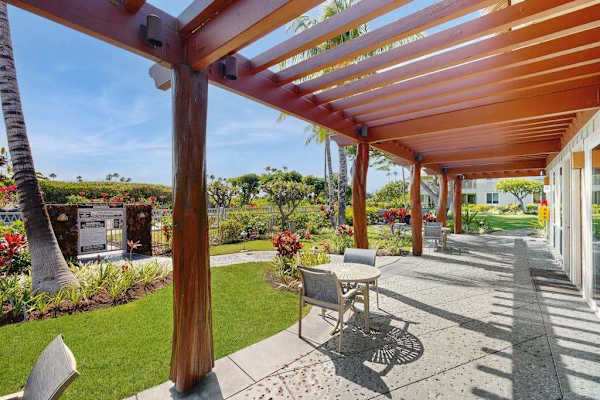 Spacious lanai overlooking tropical gardens