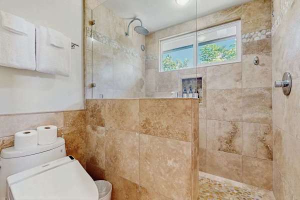 Walk In Rain Shower With Natural Stone