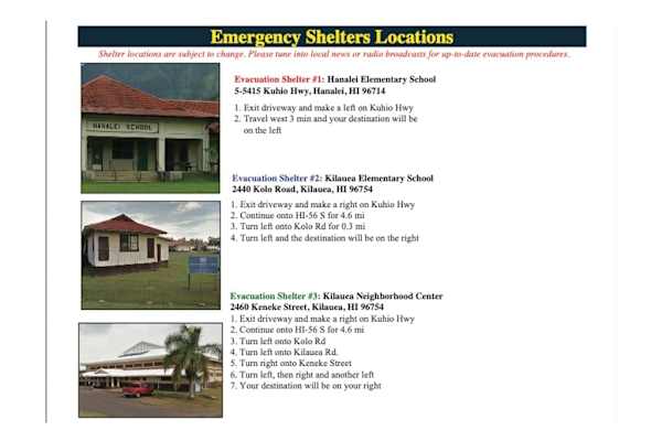 Emergency location guide displays important directions and safety details clearly