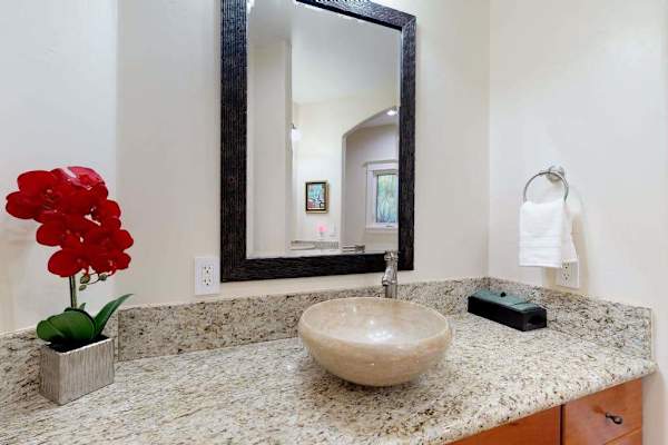 Master bathroom complete walk-in shower and Jacuzzi tub.