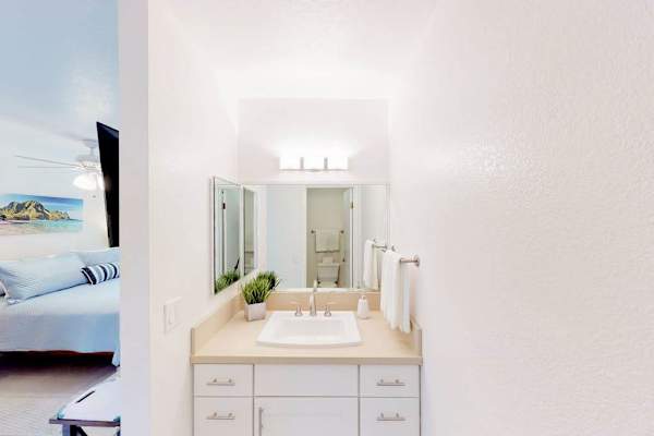 Full bathroom with walk-in shower.
