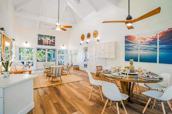 Dining room table with seating for four.