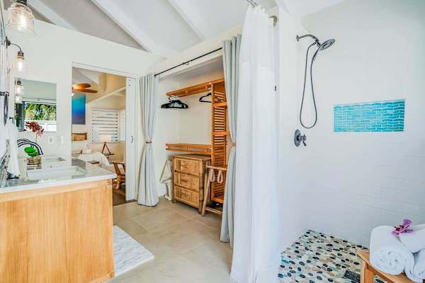Master bathroom with large walk-in shower.