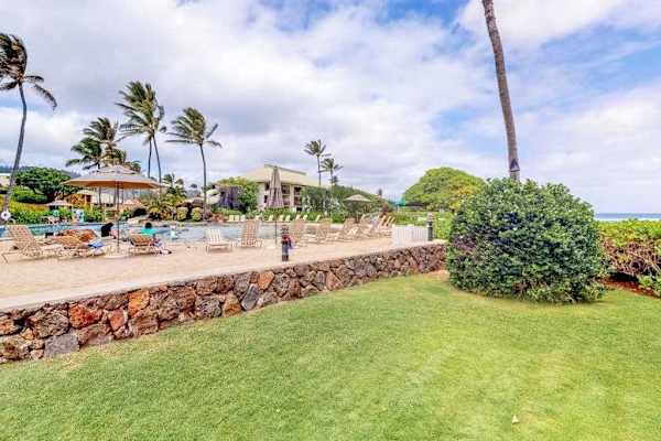 Sunny Courtyard With Beautiful Resort Landscaping