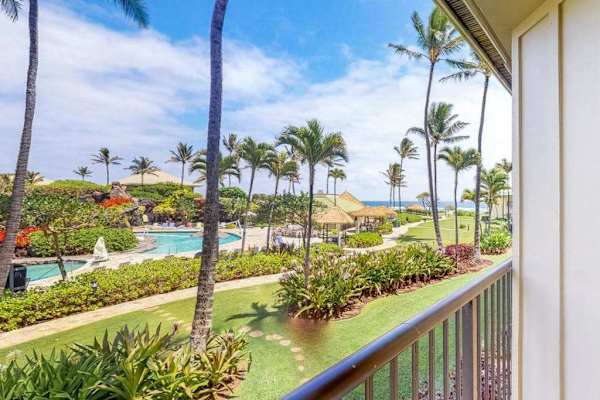 Breezy Courtyard Overlooking Lush Resort Gardens