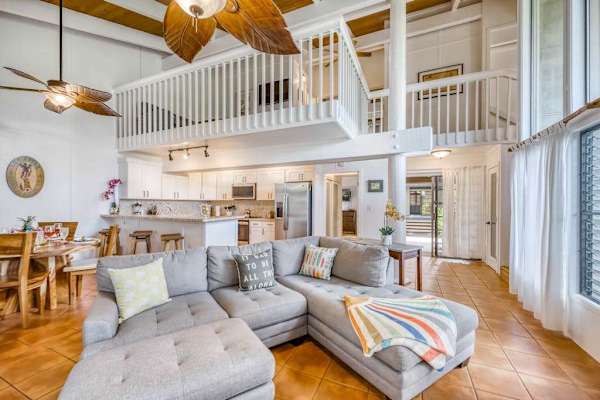 Open-Concept Living Room, Dining, Kitchen & Loft View