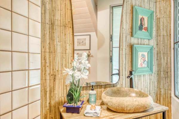 Beautiful vanity with tropical accents