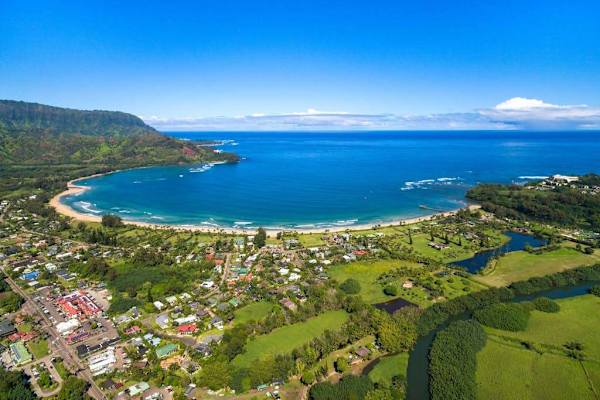 Panoramic aerial view of the North Shore coastline