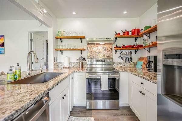 Modern kitchen with stainless steel appliances