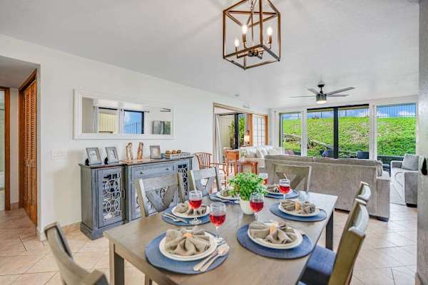 Enjoy a peaceful, sweeping backdrop of rolling green hills right from the dining table
