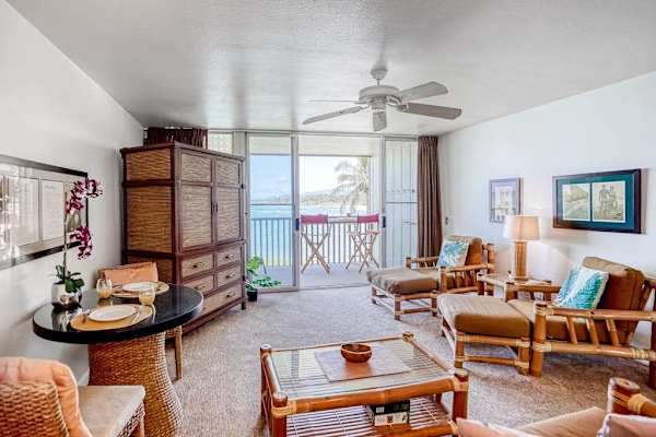 Bright and spacious living room with comfortable seating