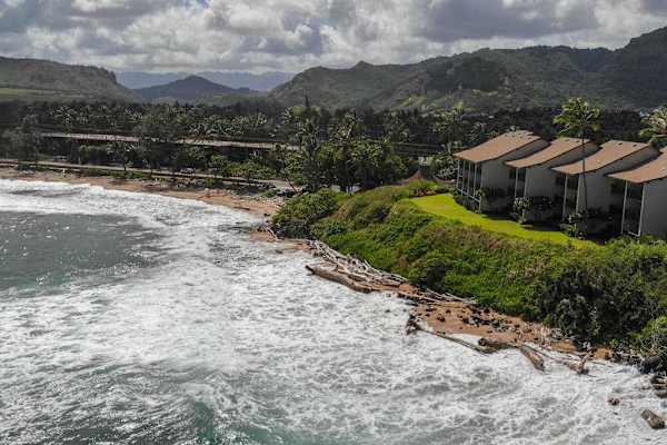 Stunning aerial view of the oceanfront resort
