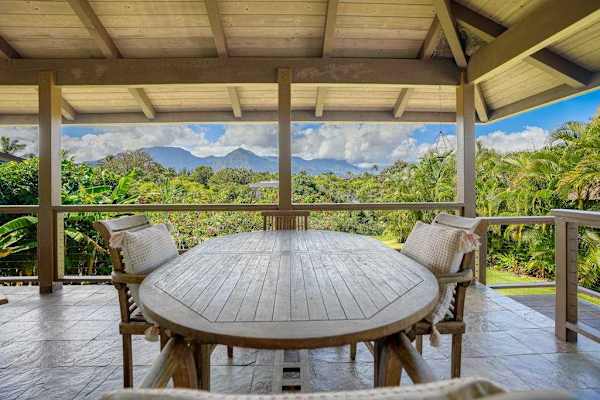 Enjoy meals on the furnished deck while taking in peaceful mountain views.