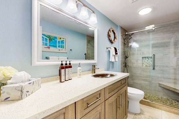 Bathroom with walk-in shower for convenient daily use