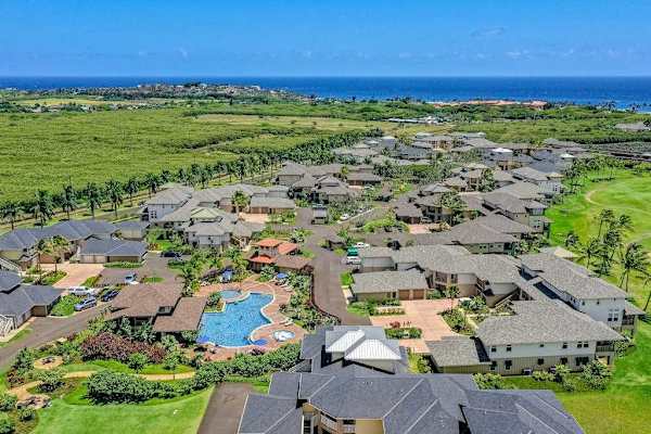 Aerial View of the Resort with Pool, Golf Course & Ocean