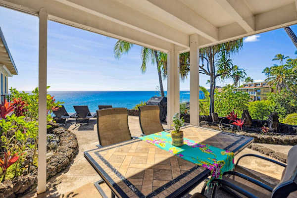 Covered seating on the outdoor patio so you can enjoy your dinner in your own private tropical paradise.