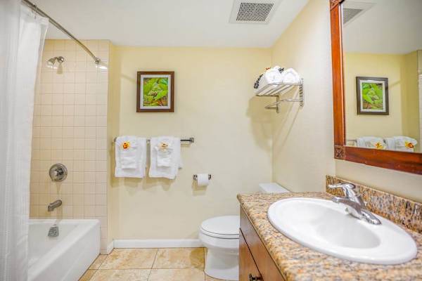 Bright Bathroom With Tub And Shower
