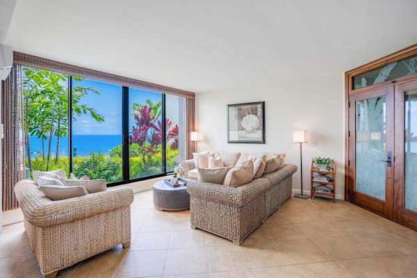 Comfortable living space with seamless ocean views