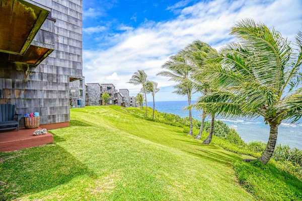 Manicured tropical grounds leading right up to the ocean view