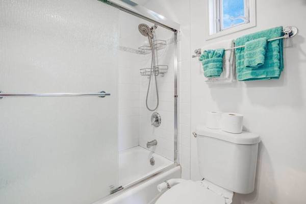 Master bathroom tub/shower combo.
