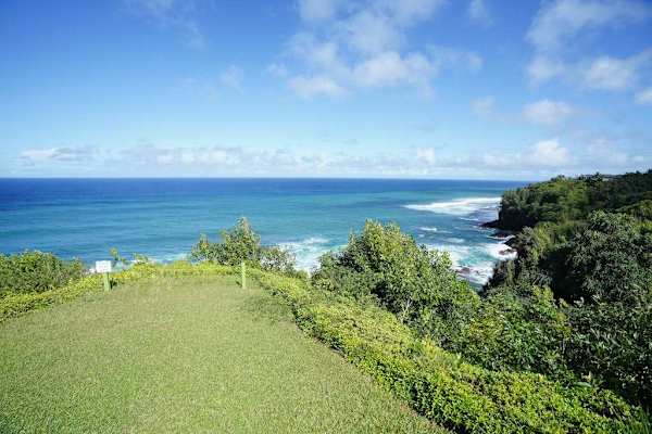 Sweeping ocean view from the grassy grounds