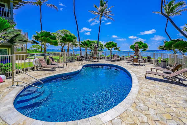 Palm Lined Resort Pool Oasis