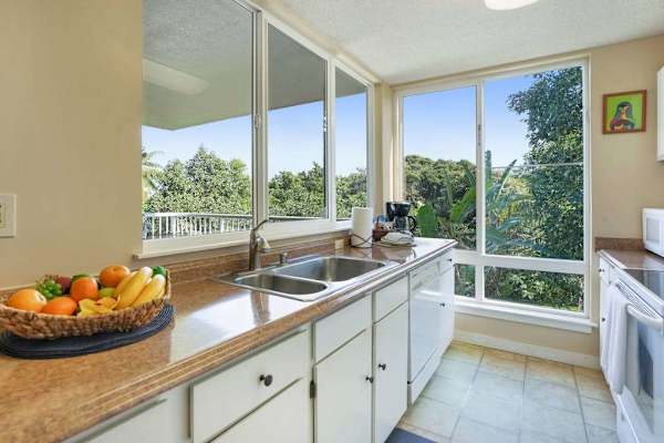 Fresh Kitchen With Lush Surroundings