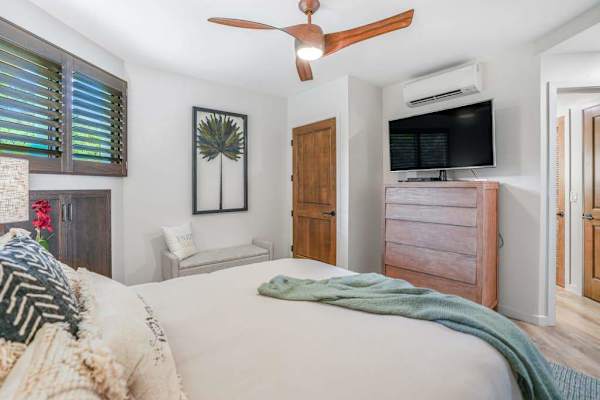 Comfortable guest retreat with a TV and ample storage