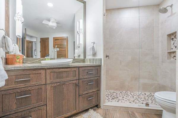 Guest en-suite featuring a spacious walk-in shower