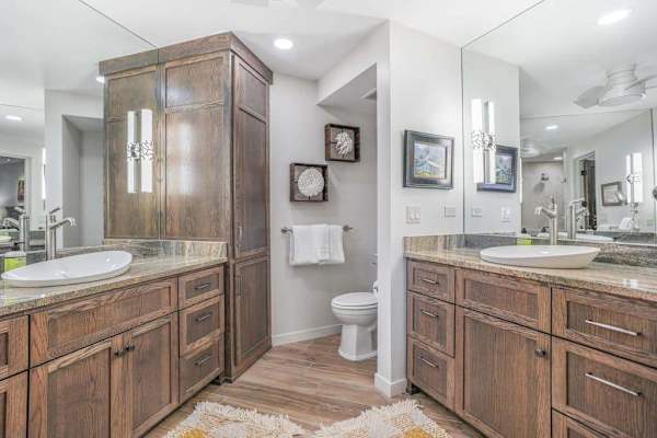Spacious en-suite bathroom with a double vanity