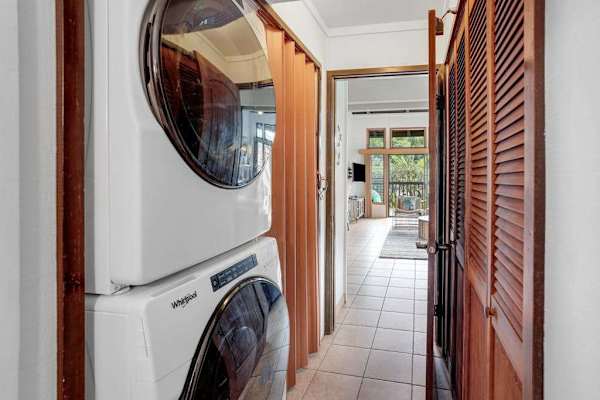 In-home stackable washer and dryer, allowing you to pack light and enjoy easy laundry throughout your stay.