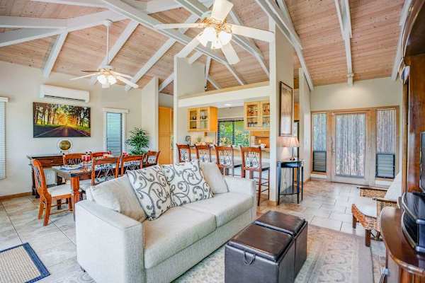 Bright Living Room With Vaulted Ceilings