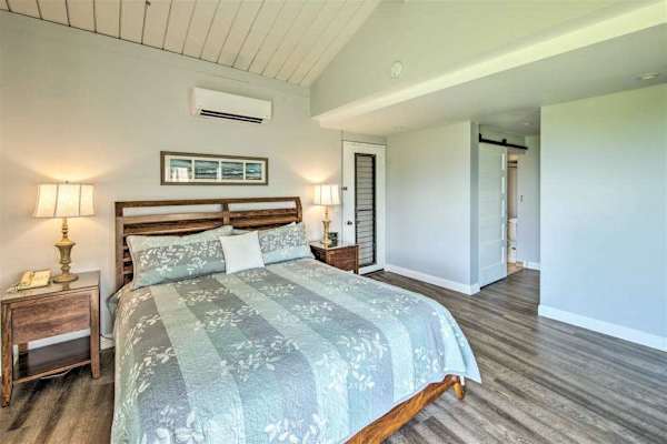 Rest comfortably in this peaceful bedroom after exciting island adventures