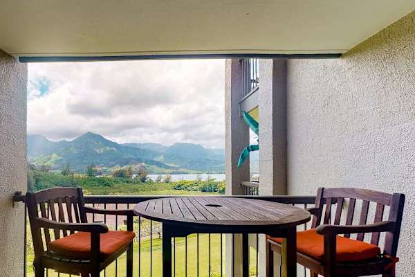 Admire beautiful mountain scenery while relaxing outside on the balcony
