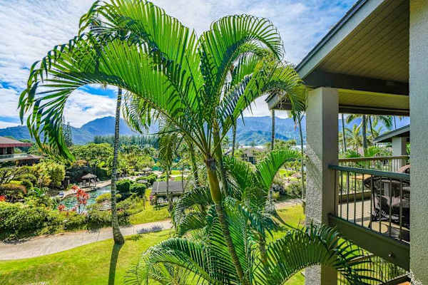 Take in beautiful tropical greenery from this relaxing outdoor balcony