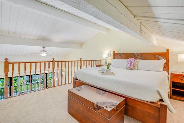 Cozy loft bedroom provides a peaceful space for restful nights