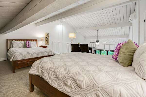 Cozy loft sleeping area offers extra space for restful nights