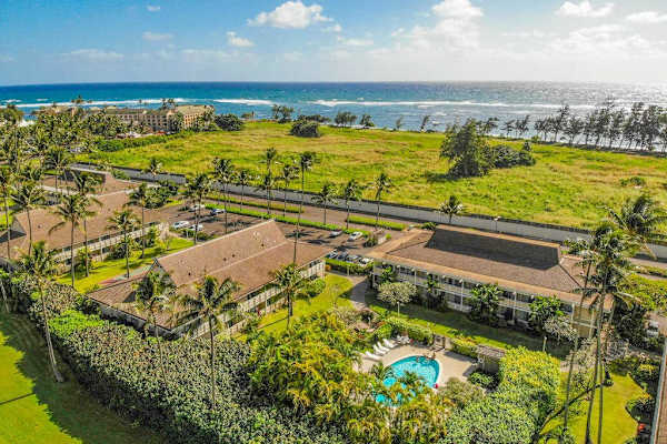 Aerial views of Plantation Hale Resort.