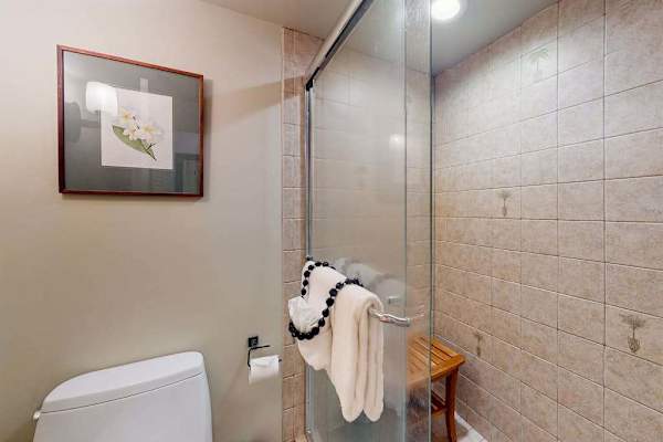 Step into the refreshing shower after sunny island adventures outside